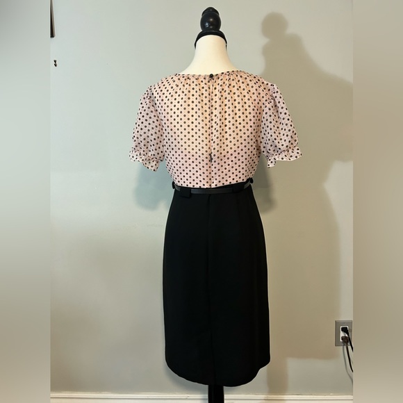 PRETTY IN PINK Sheer Polka Dot Midi Women's Sheath Dress 8P - Picture 4 of 11